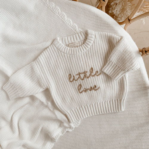 Mini Knit 'Little Love' Sweater - Milk