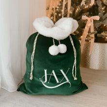 Load image into Gallery viewer, Personalised Holiday Santa Sack (New) - Emerald - PRE ORDER - Est. Dispatch Late November