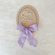 Load image into Gallery viewer, Oval Scallop Name Plaque - Bow (15cm)