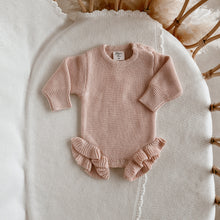 Load image into Gallery viewer, Long Sleeve Frill Leg Knit Romper - Pink Lemonade