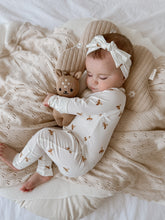 Load image into Gallery viewer, Long Sleeve Bamboo Growsuit & Topknot Bundle - Honey Bee
