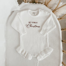 Load image into Gallery viewer, 'My First Christmas' Long Sleeve Frill Leg Romper
