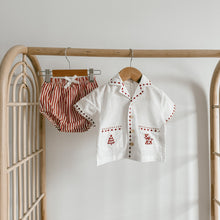 Load image into Gallery viewer, Kid's Embroidered Christmas Button Down - Red