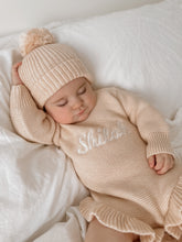 Load image into Gallery viewer, Long Sleeve Frill Leg Knit Romper - Pink Lemonade