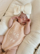 Load image into Gallery viewer, 'She's Here' Singlet Mini Knit Romper - Pink Lemonade