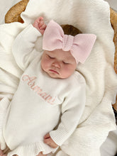 Load image into Gallery viewer, Long Sleeve Frill Leg Knit Romper - Milk