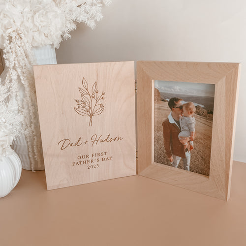 'Our First Father's Day 2024' Personalised Wooden Photo Frame