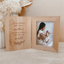 Load image into Gallery viewer, Mother's Day 'You Are My World' Quote Wooden Photo Frame
