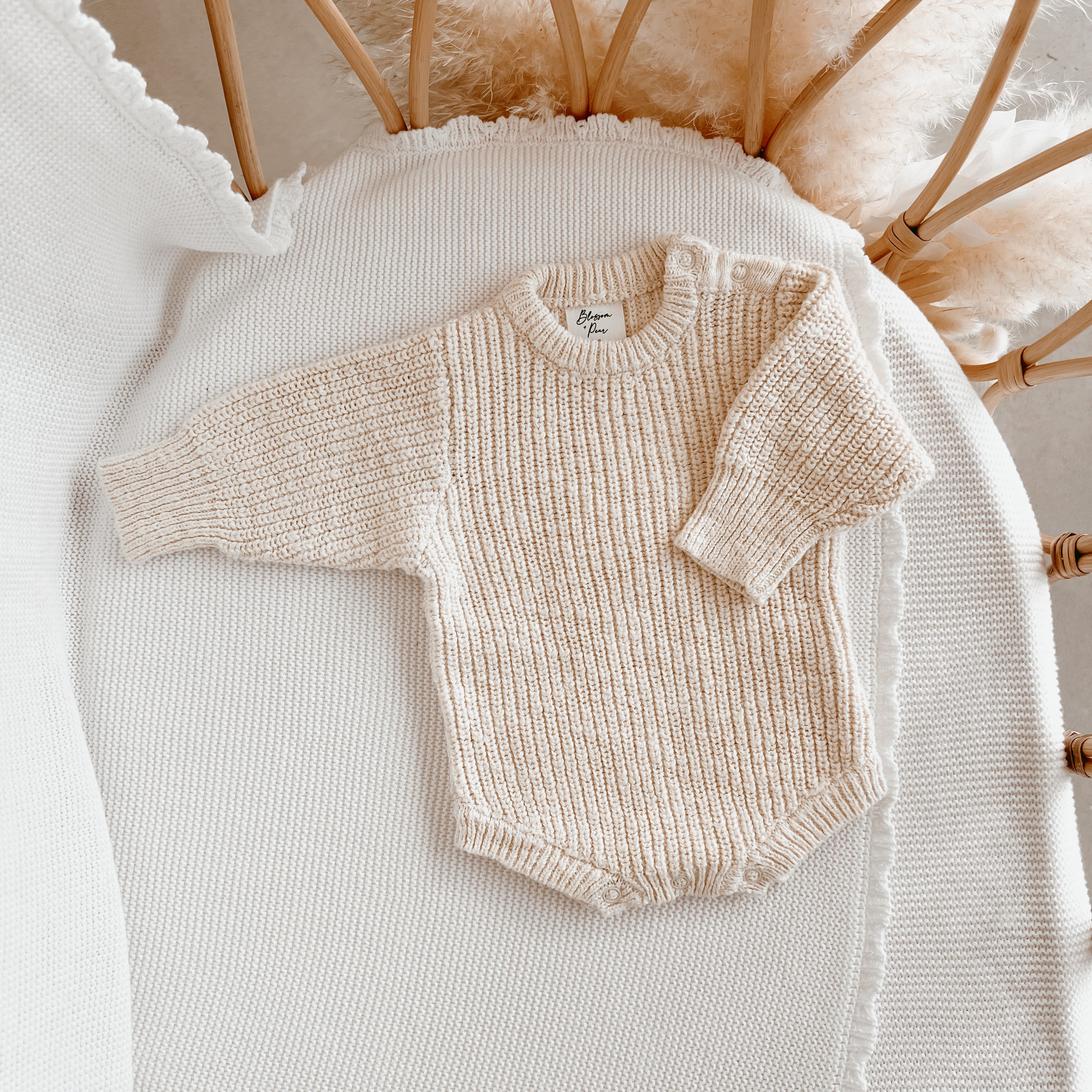 Chunky Knit Romper In Honey | Blossom and Pear