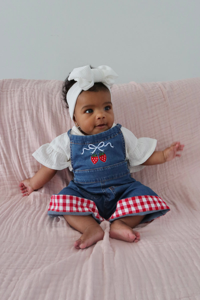 Strawberry Picnic Denim Jumpsuit – Blossom and Pear