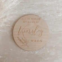Load image into Gallery viewer, 'Hello World My Name Is' Custom Etched Wooden Name Plaque - 15cm