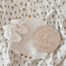 Load image into Gallery viewer, 'Hello World My Name Is' Custom Etched Wooden Name Plaque - 15cm