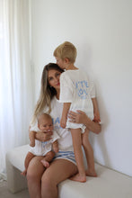 Load image into Gallery viewer, &#39;Little Love Club&#39; Tee - White &amp; Blue - Dual Logo Design