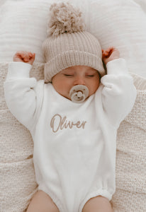 Long Sleeve Personalised Bubble Romper - Milk