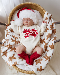 Vintage 'Santa Baby' Long Sleeve Bubble Romper