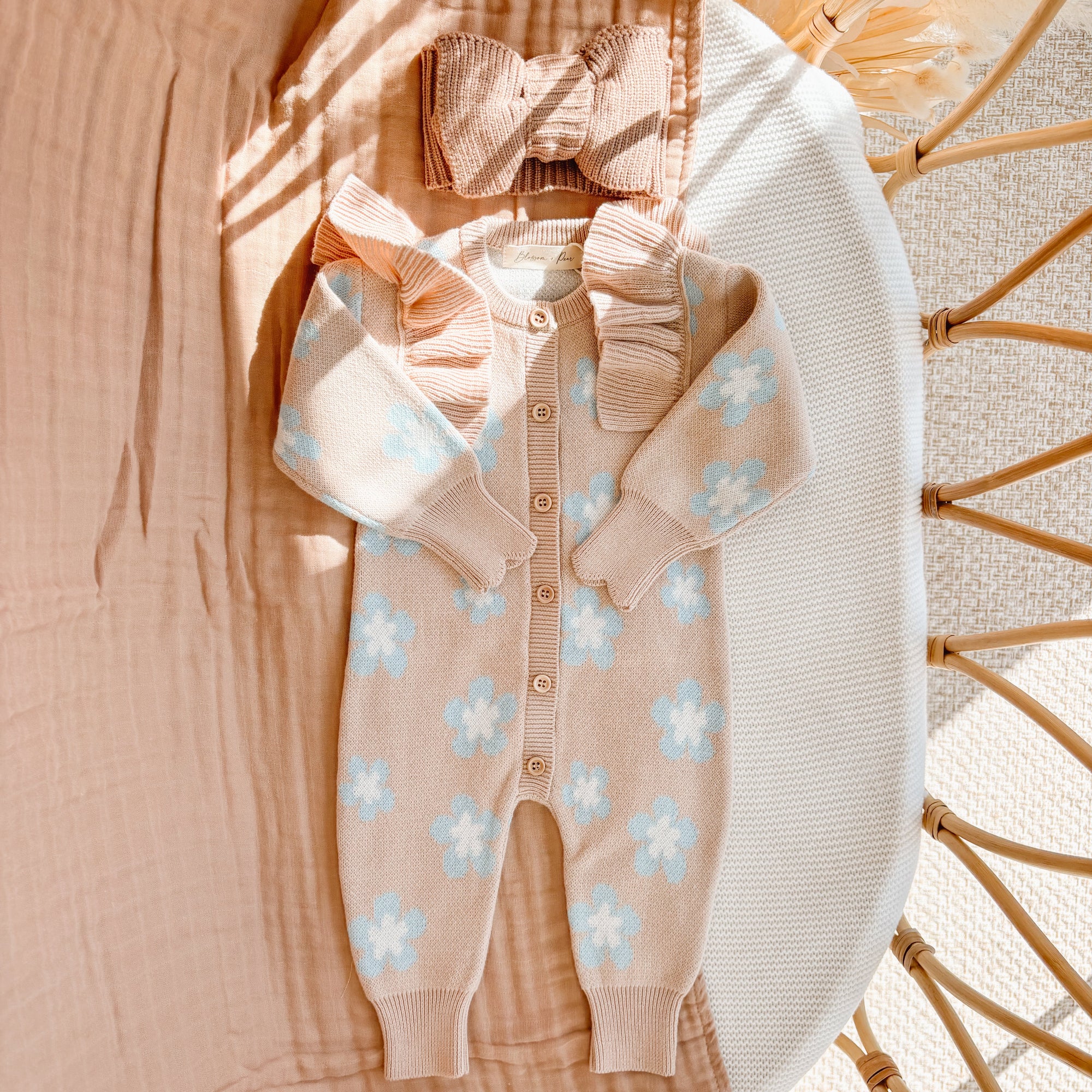 Mocha Blue Daisy Romper