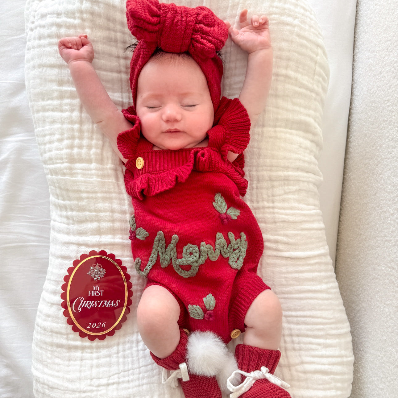 Merry Singlet Frill Knit Romper - Cranberry