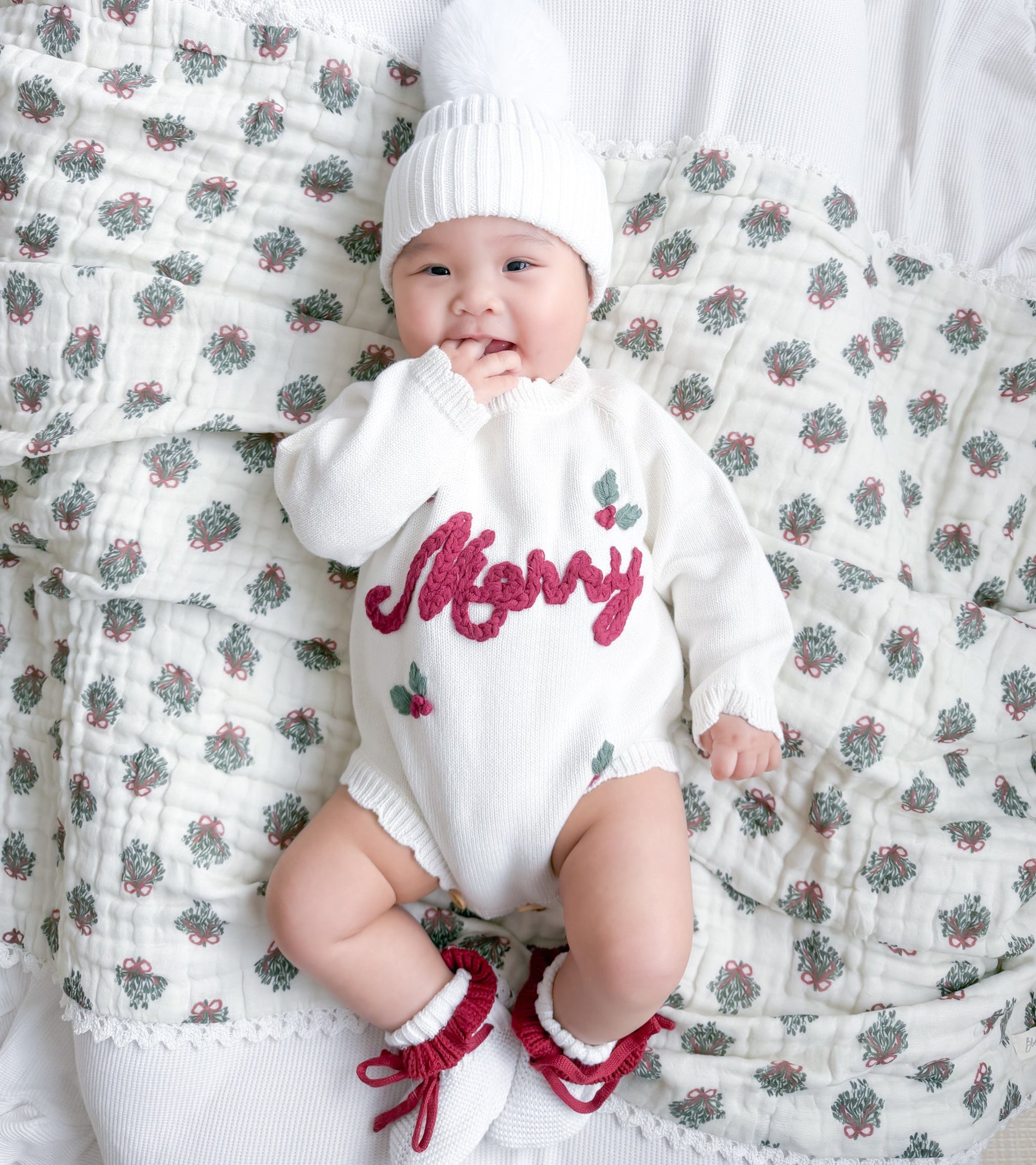 Merry Muse Long Sleeve Frill Knit Romper