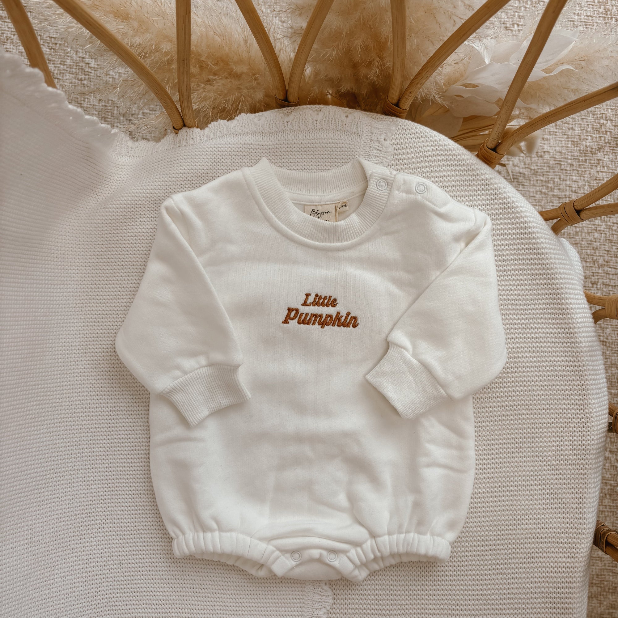 'Little Pumpkin' Long Sleeve Bubble Romper