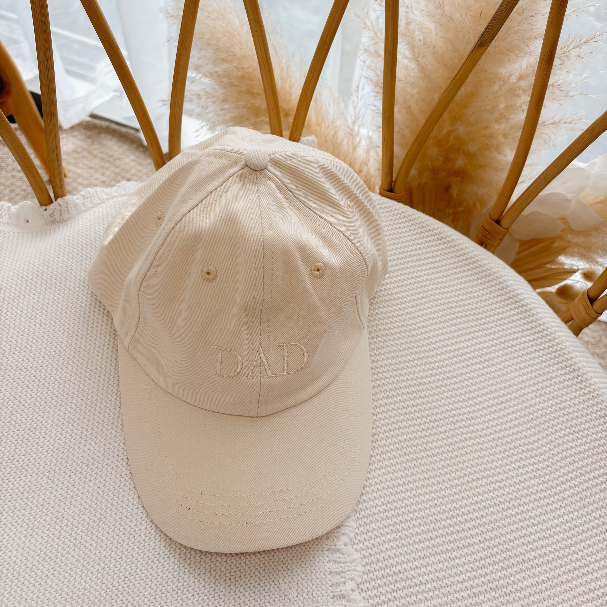 'Dad' Cotton Curve Brim Cap - Ivory