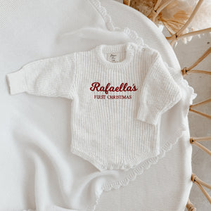 Personalised 'First Christmas' Chunky Knit Romper