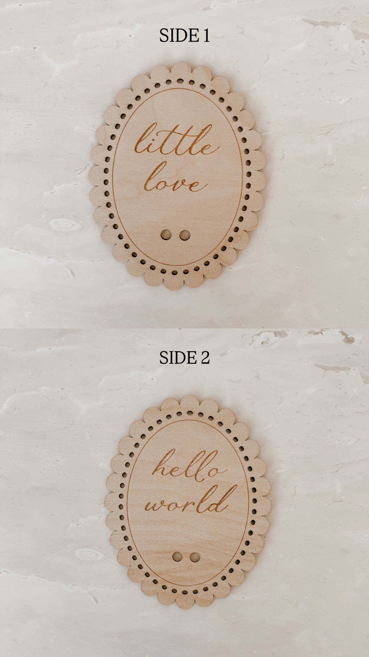 Hello World/Little Love Two-Sided Announcement Bow Plaque (10cm)