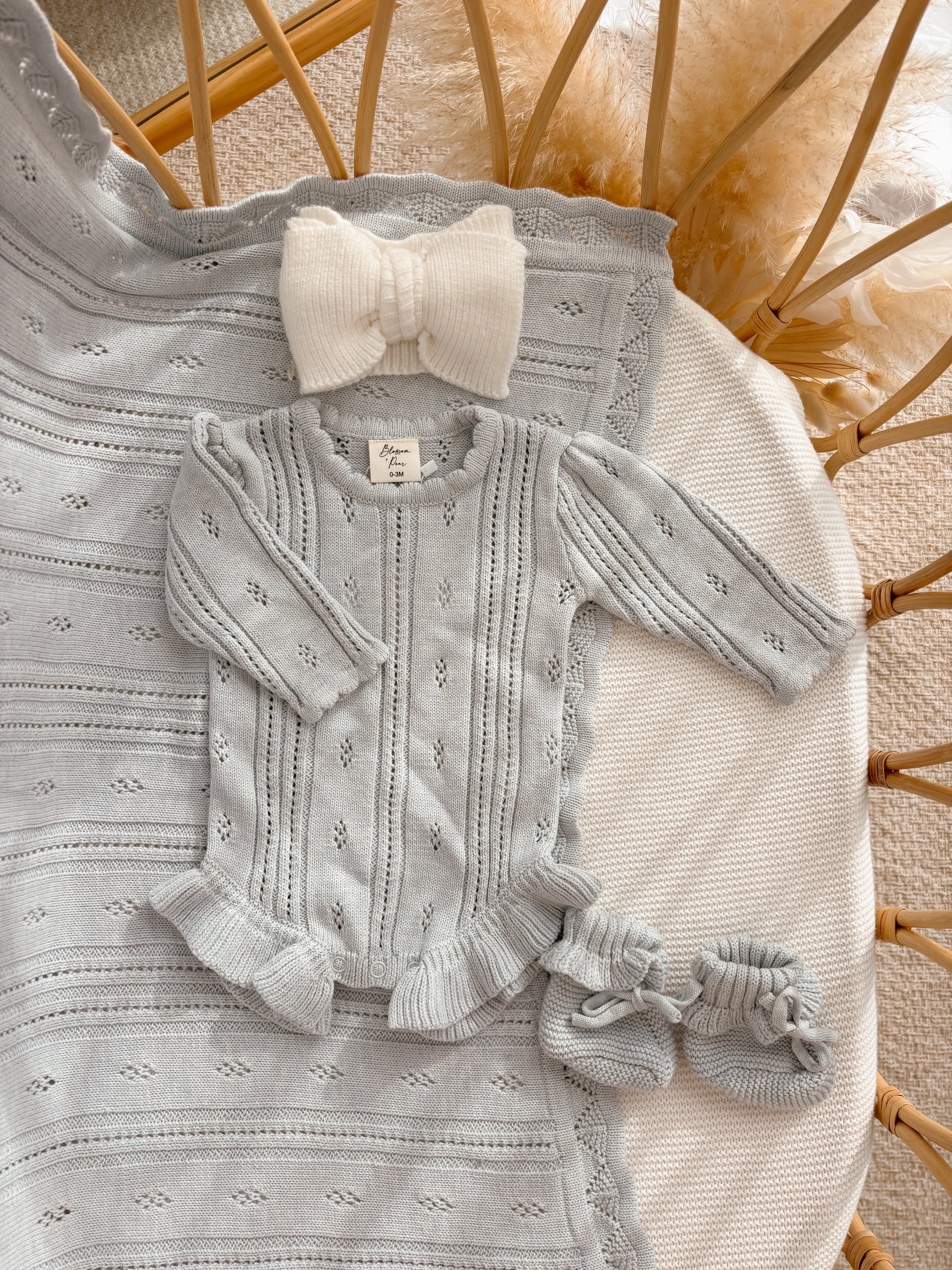 Margot Long Sleeve Frill Leg Romper - Powder Blue