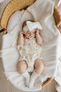 Lemon Bee Shoulder Tie Romper