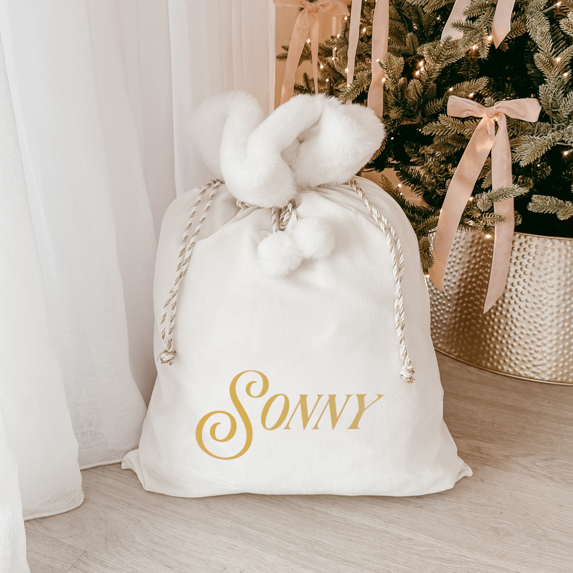 Personalised Holiday Santa Sack - Ivory - PRE ORDER - Est. Dispatch Early October