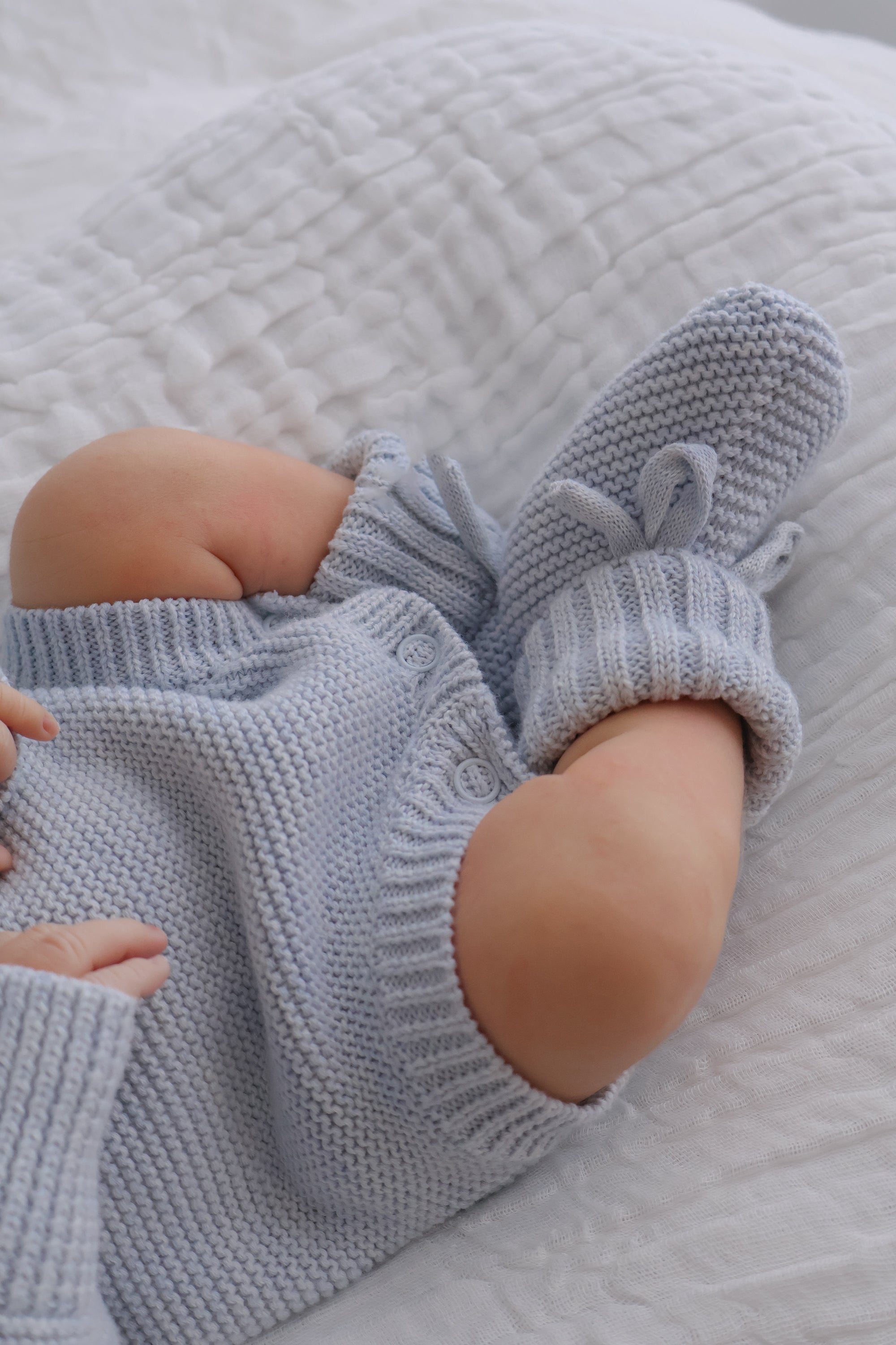 Long Sleeve Knit Romper - Powder Blue