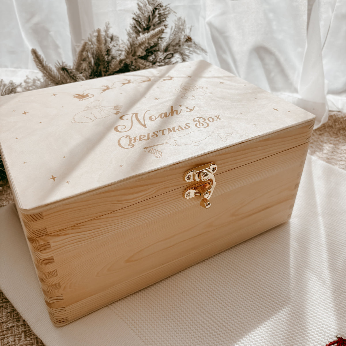 Wooden Personalised Christmas Keepsake Box