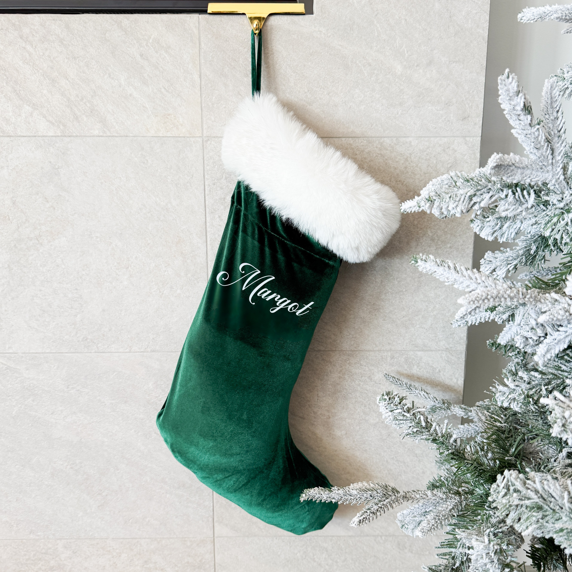 Personalised Holiday Velvet Stocking - Emerald - PRE ORDER - Est. Dispatch Early October