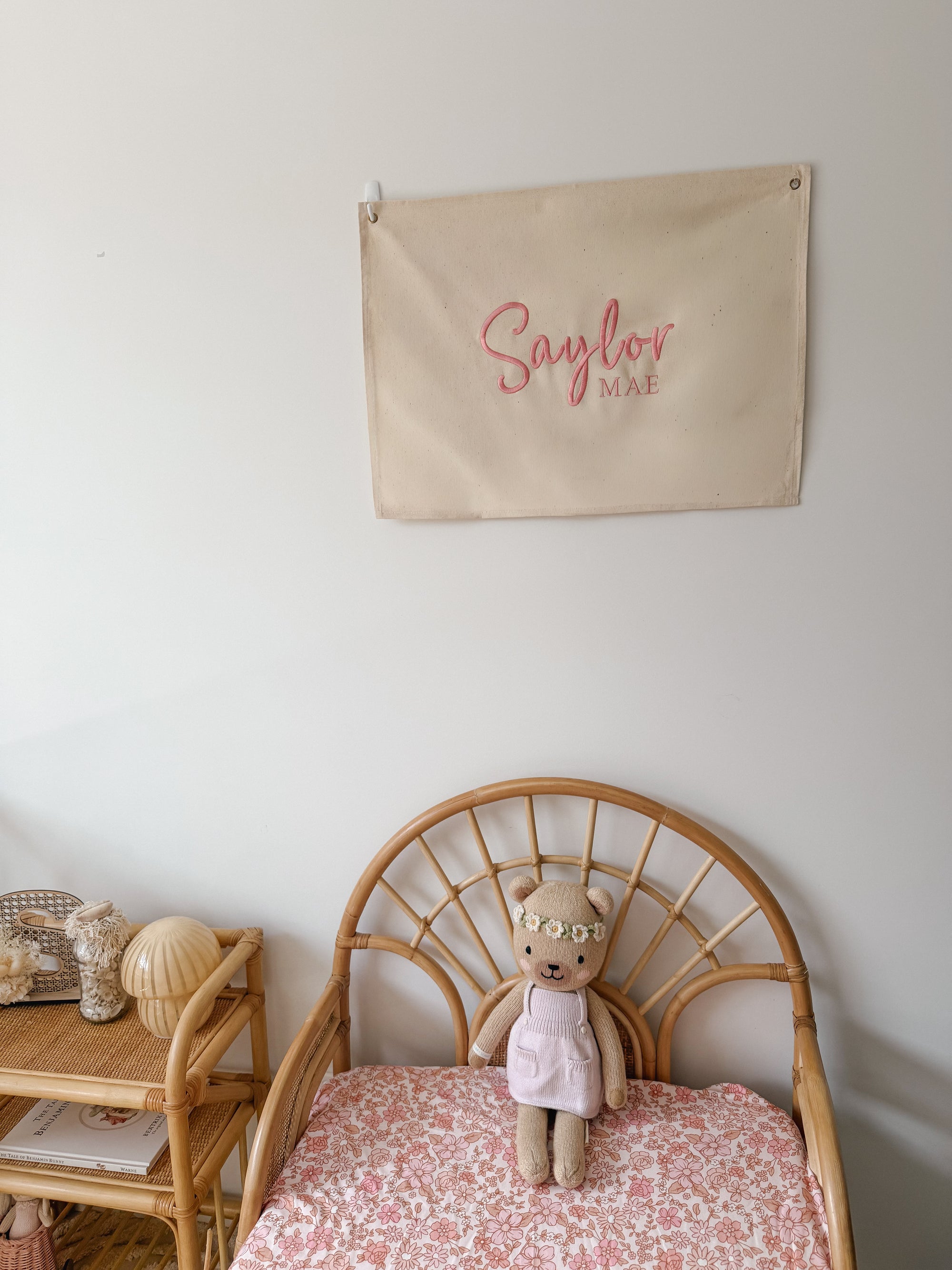 Custom Canvas Name Banner - Embroidered Text