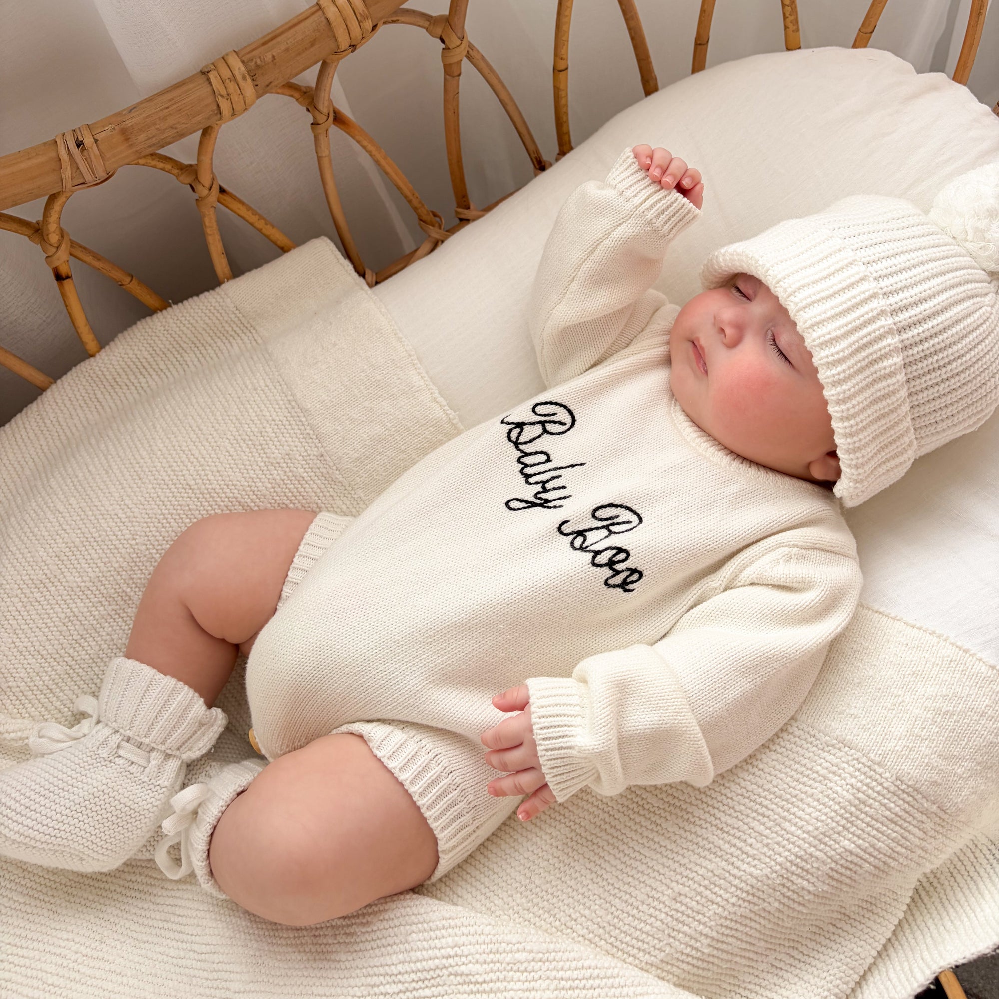 'Baby Boo' Long Sleeve Knit Romper - Milk