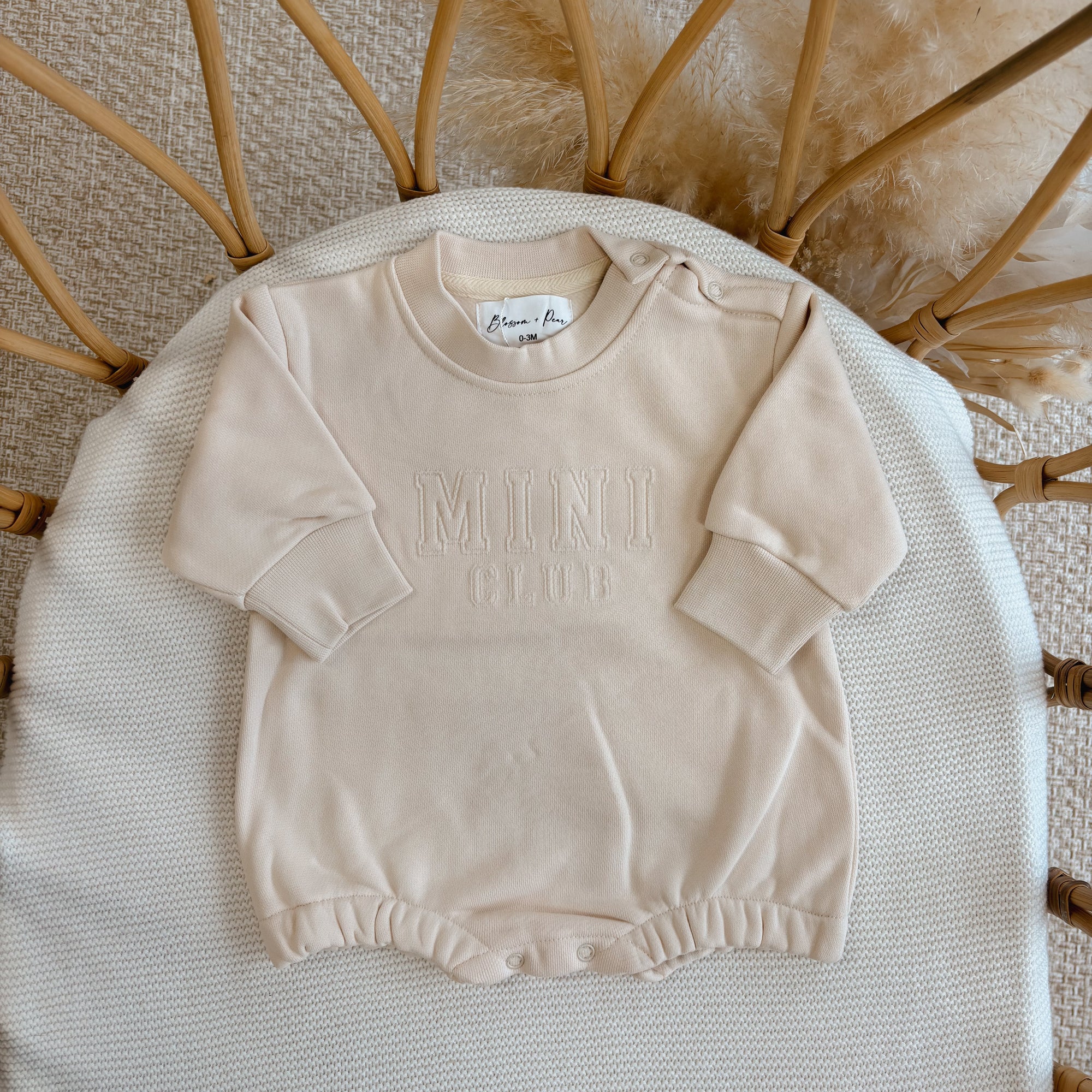 The ‘Mini Club’ Long Sleeve Romper - Cream