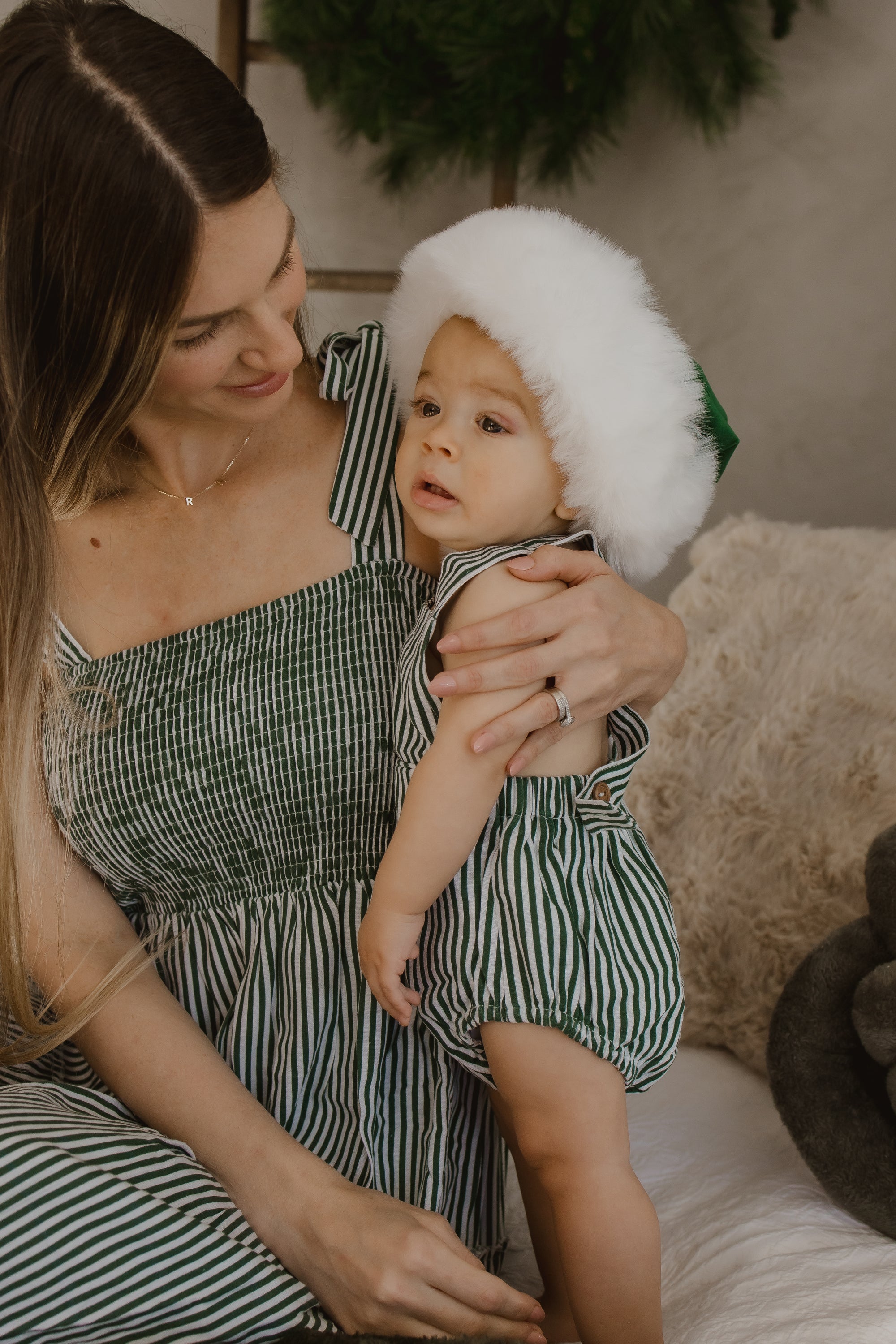 Ladies Candy Stripe Tiered Dress in Green