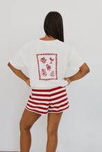 Load image into Gallery viewer, Ladies Knit Stripe Shorts - Red