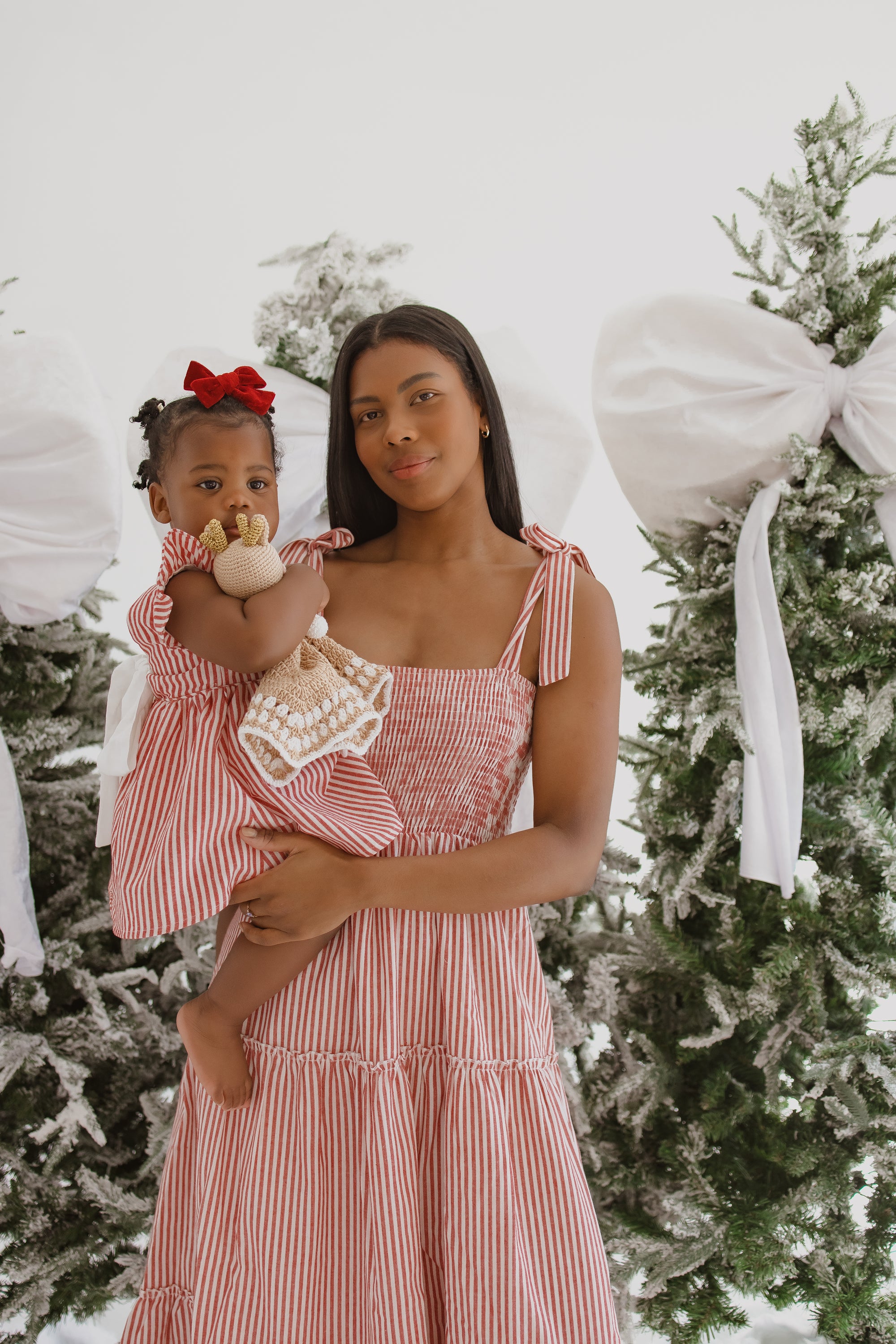 Ladies Candy Stripe Tiered Dress in Red