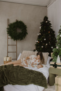 Short Sleeve Bamboo Growsuit - Christmas Trees