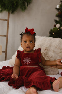 Corduroy Christmas Dress - Burgundy