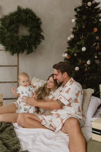 Short Sleeve Bamboo Growsuit - Christmas Trees