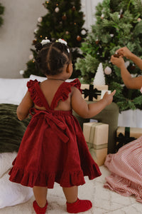 Corduroy Christmas Dress - Burgundy