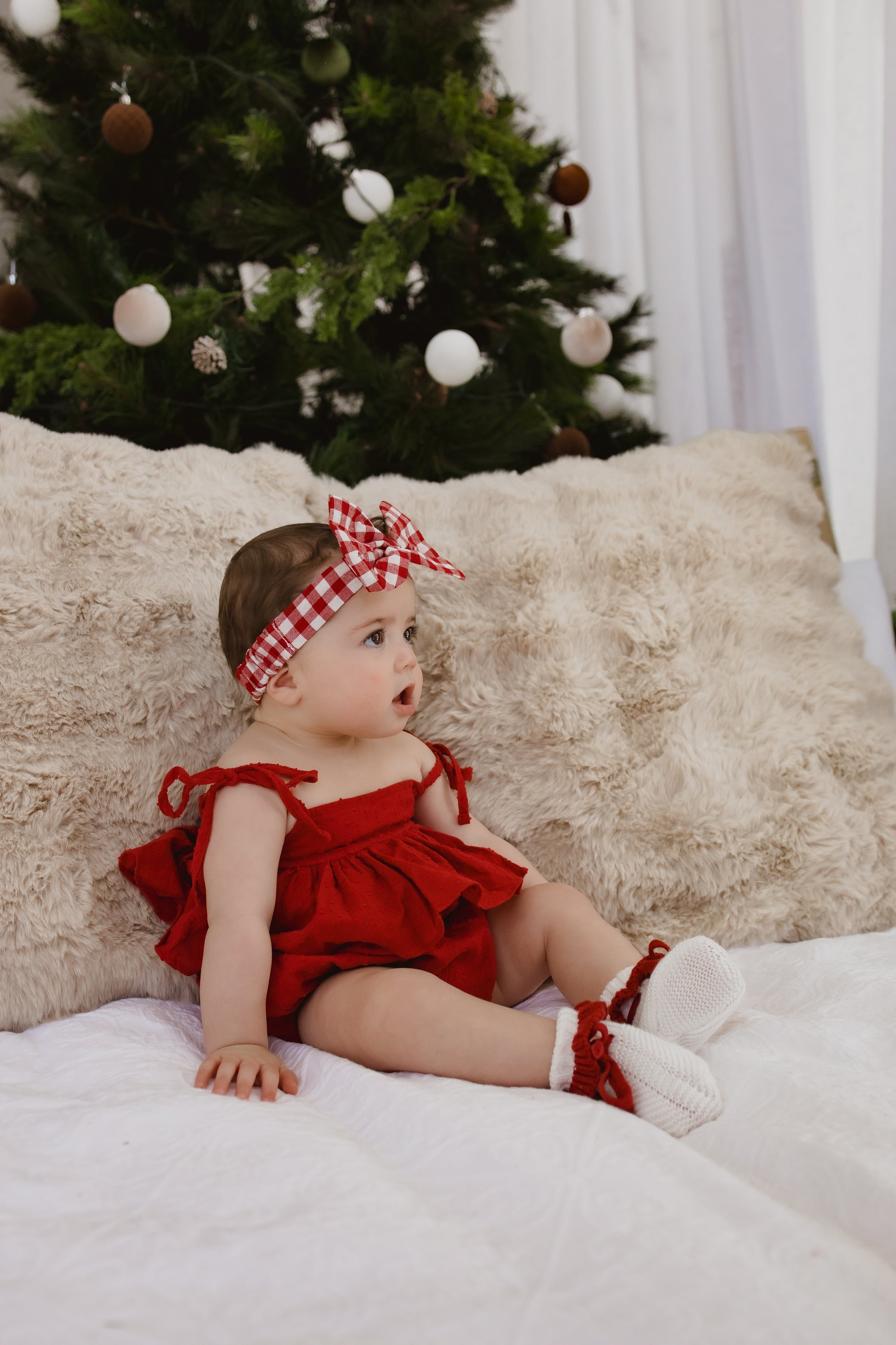 Red Gingham Topknot