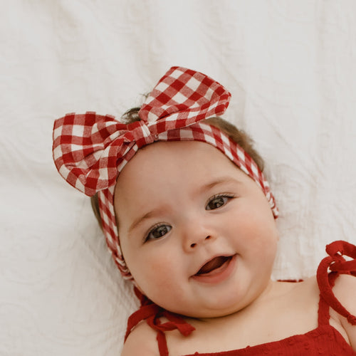 Red Gingham Topknot - PRE ORDER - Est. Dispatch End of September