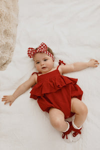 Red Gingham Topknot - PRE ORDER - Est. Dispatch End of September