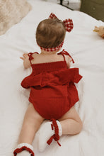 Load image into Gallery viewer, Scarlett Dobby Tie Romper