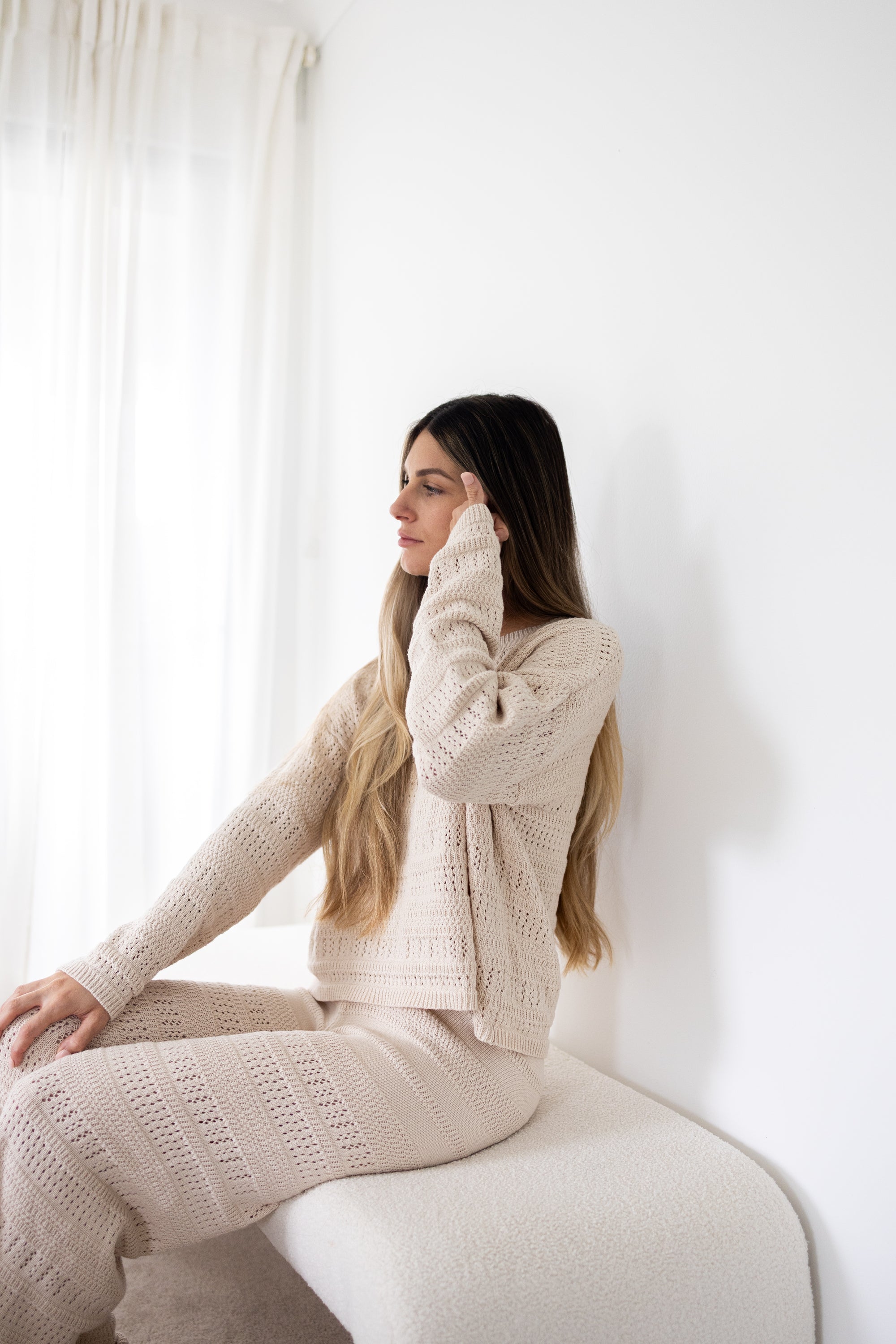Ladies Knit Top - Vanilla Latte
