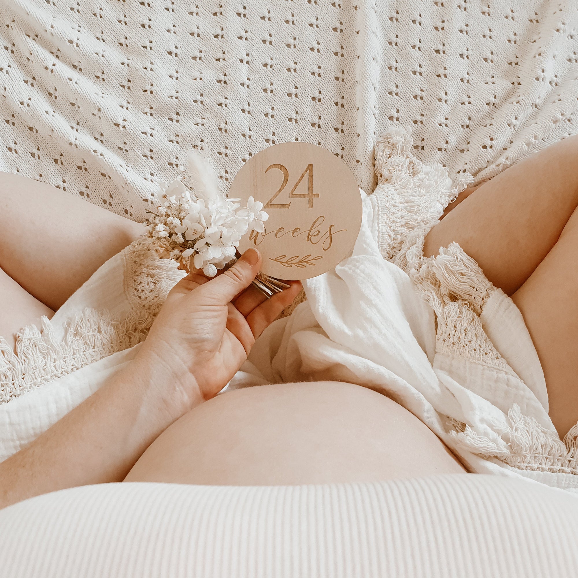 Engraved Wooden Pregnancy Milestone Collection - Set of 14 - 10cm