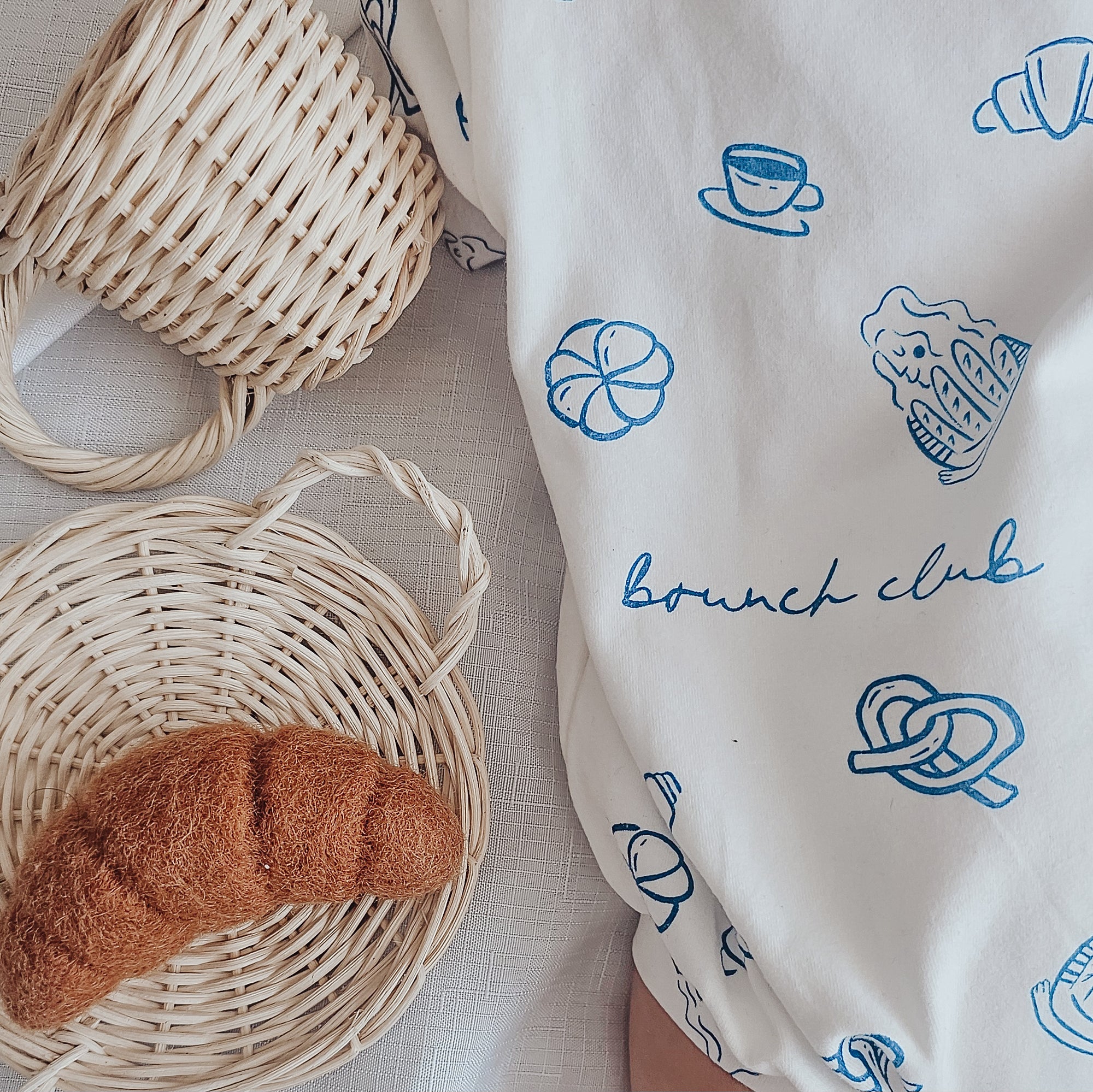 'Brunch Club' Slouch Romper - Blue &amp; White