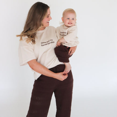 Ladies 'Favourite Days' Tee (Vanilla Latte) and Knit Pants (Espresso) Bundle